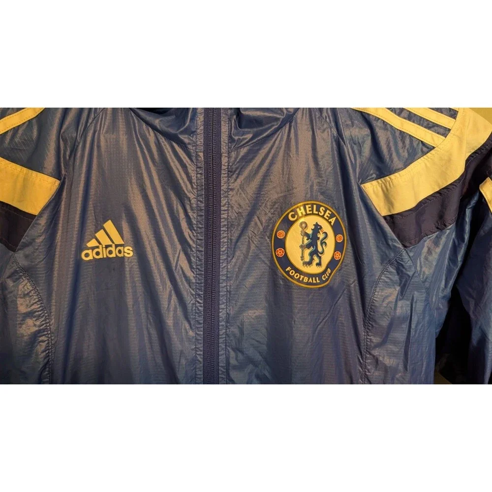 ADIDAS ANTHEM CHELSEA FC MEN'S WINDBREAKER -  SOCCER JACKET -  SIZE S (F85571)